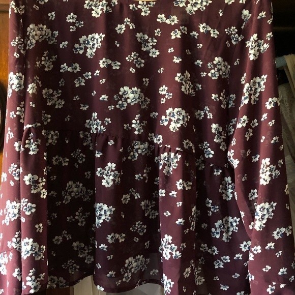 Aeropostale Top Blouse 2X XXL Sheer Boho Baby Doll Peplum Juniors - Picture 3 of 5